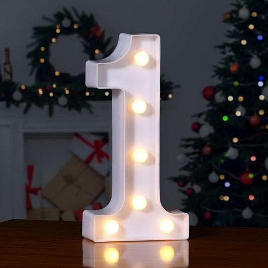 Foaky Decorative Led Marquee Light Up Number, Marquee Light Up Number Sign for Night Light Wedding