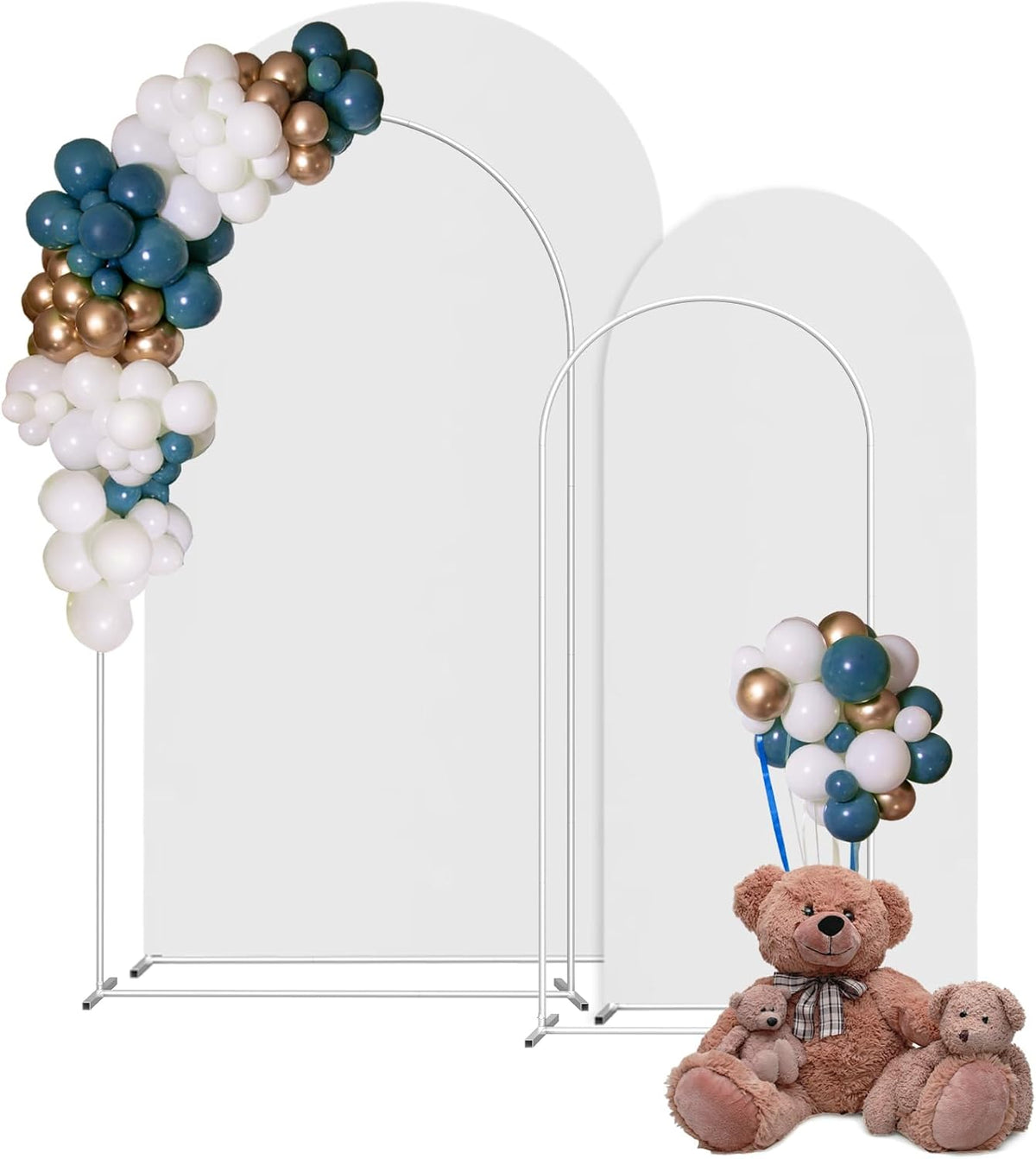 Wedding Arch Backdrop Stand and Cover Set(7.3FT,6FT) Set of 2,Metal Balloon Arch Stand Frame for