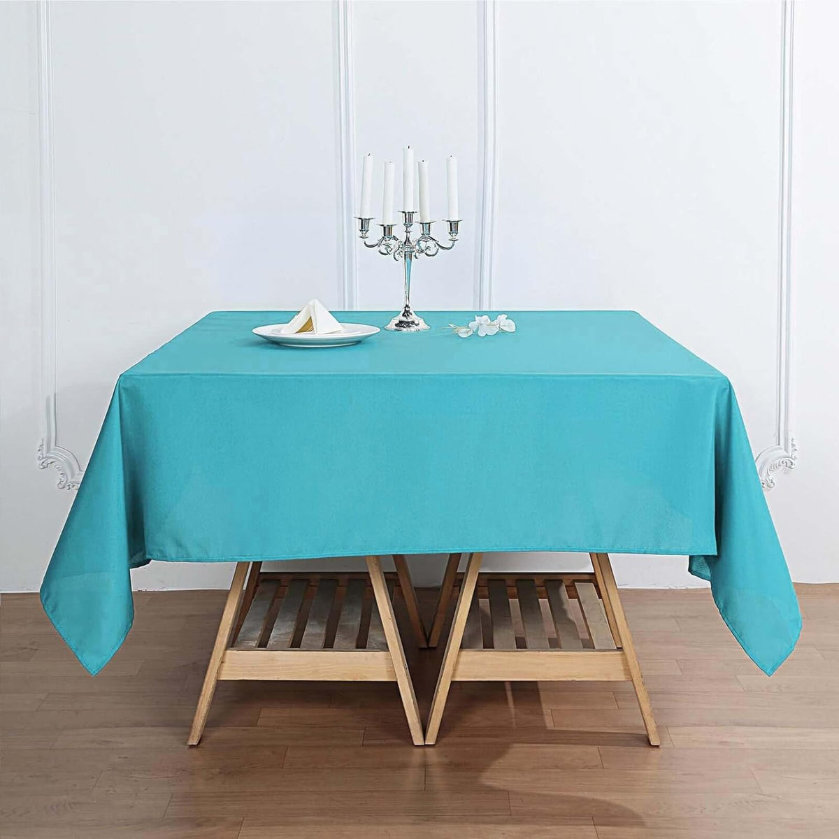 Efavormart 70" Square Linens Turquoise Wholesale Linens Polyester Square Linen Tablecloth for