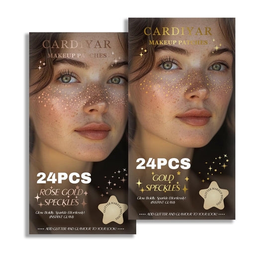 Glitter Freckles, 24PCS Glitter Freckles Face Tattoo, Sparkle Freckles for Women, Waterproof Gold