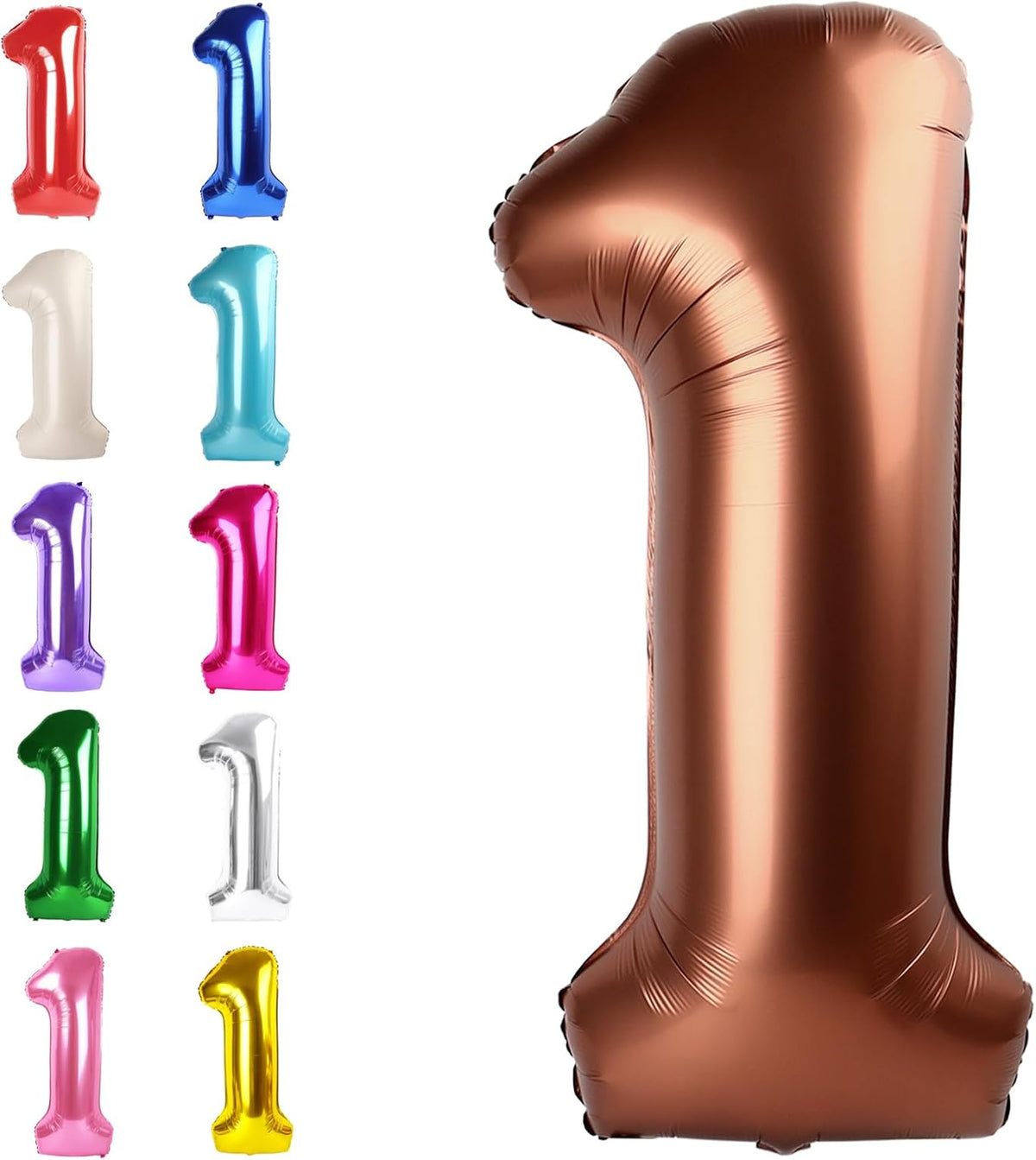 Coffee Brown Number 1 Balloon 40 inch, Number 1 Birthday Balloons for Boy Girl, Dark Brown Foil One