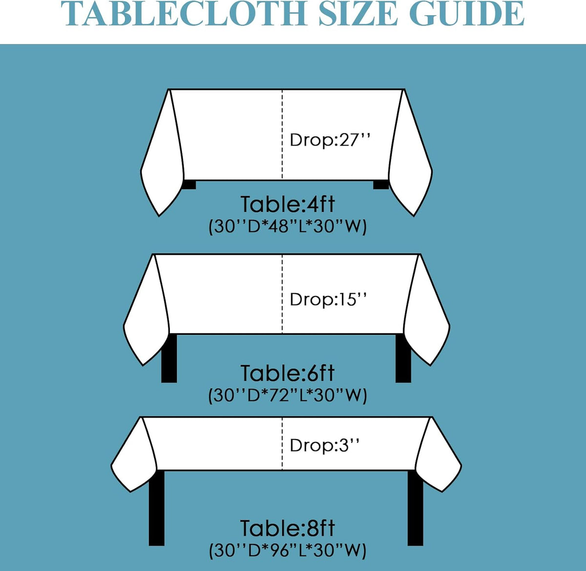 VidaFete Tablecloth 60 * 102inch 6 Pack Rectangle Table Cloth Polyester, Stain Wrinkle Resistant