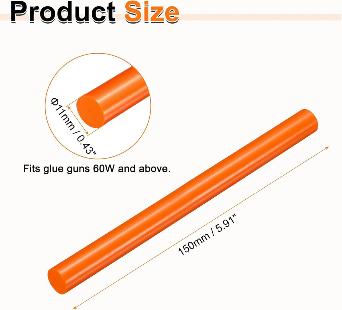 HARFINGTON 10pcs Hot Glue Sticks 0.43" Dia x 5.91" Long EVA Mini Hot Melt Adhesive Glue Stick for