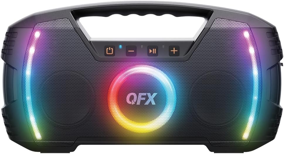 Powerful & Portable Waterproof All Terrain Bluetooth Speaker with Deep Bass, LED Party Lights, Fast