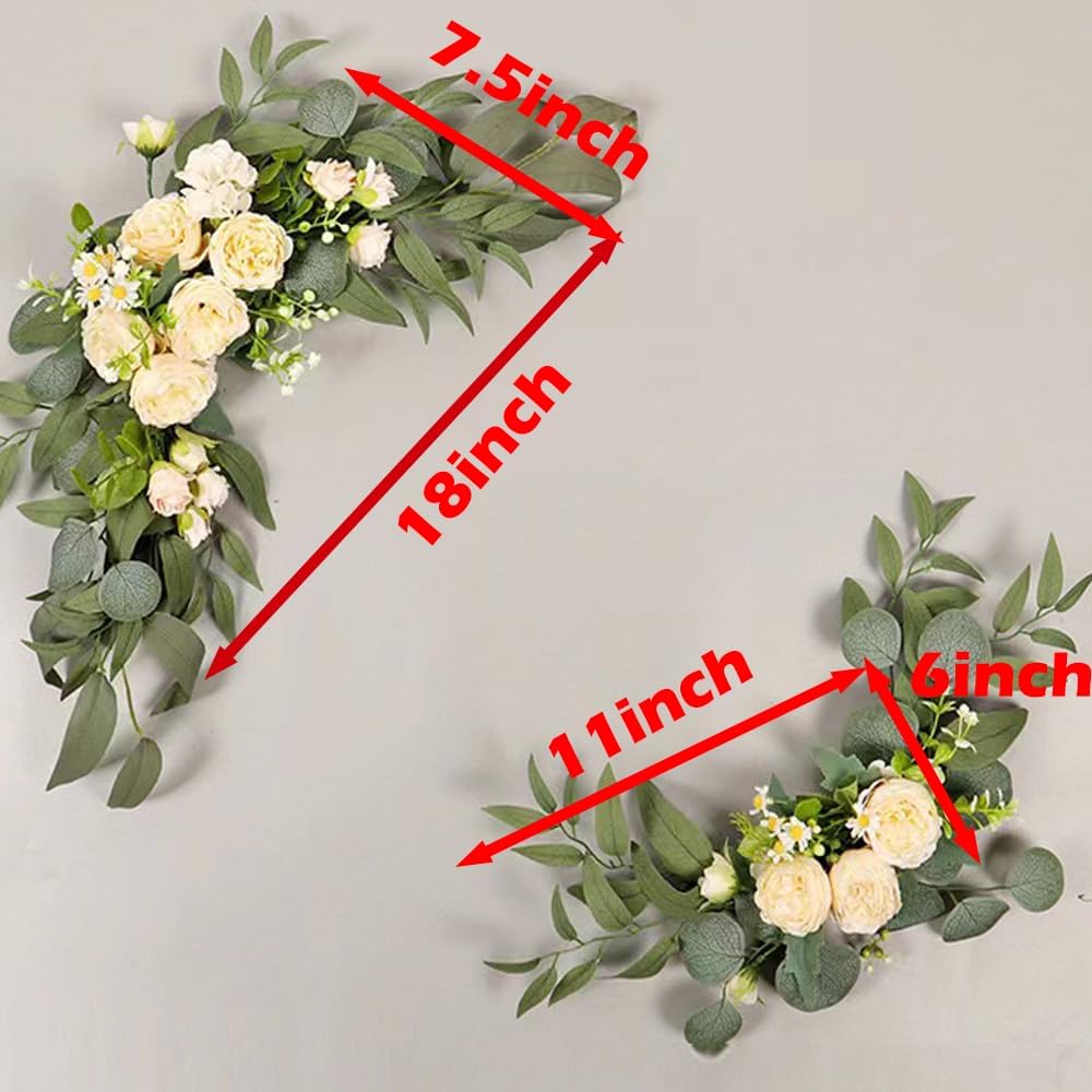 H&W 2pcs Artificial Wedding Arch Flowers for Wedding Sign, Floral Swag Dusty Decor for Reception