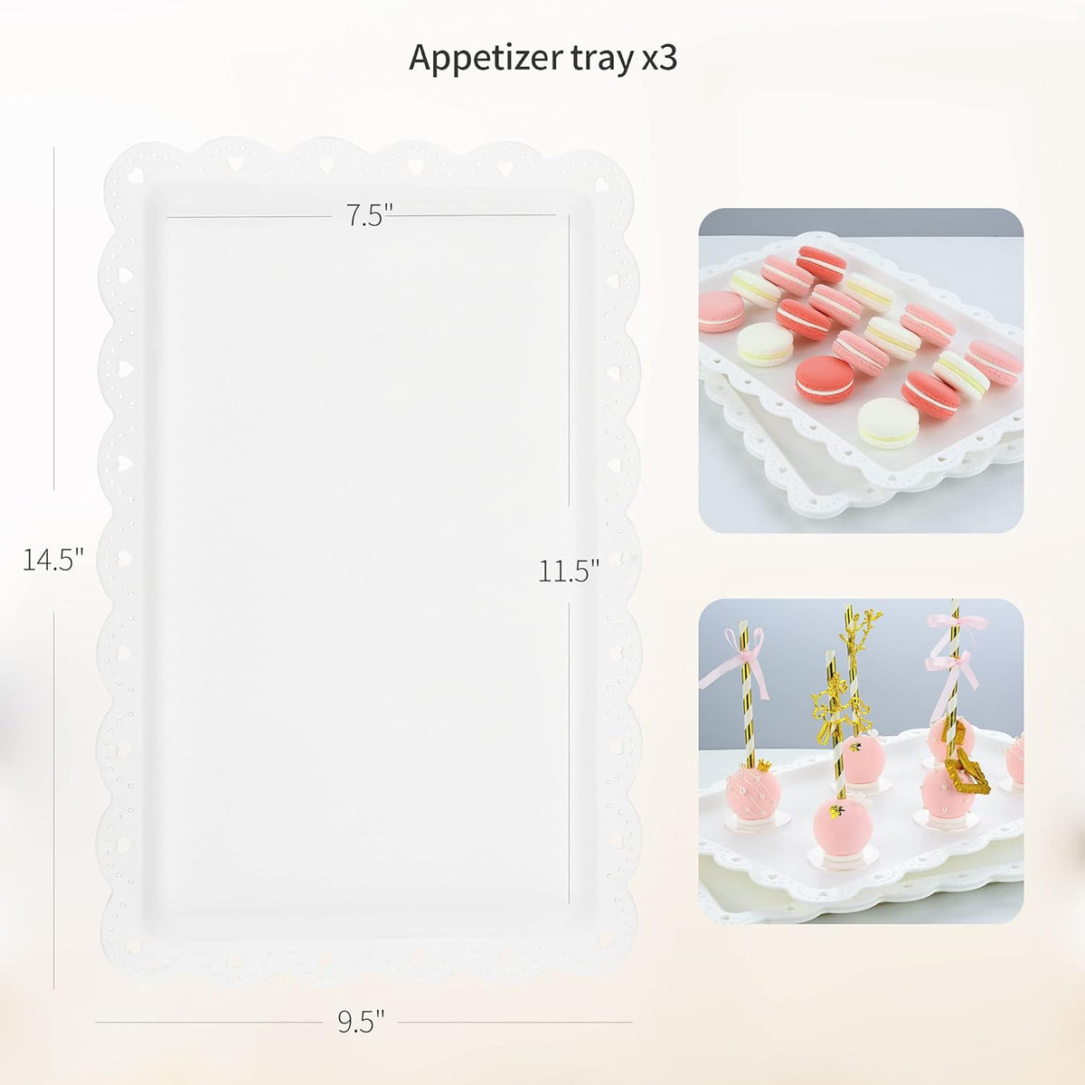 NWK 5 Piece Dessert Table Display Set with 2xLarge 3-Tier Cake Stand/Cupcake Stands, 3X Appetizer