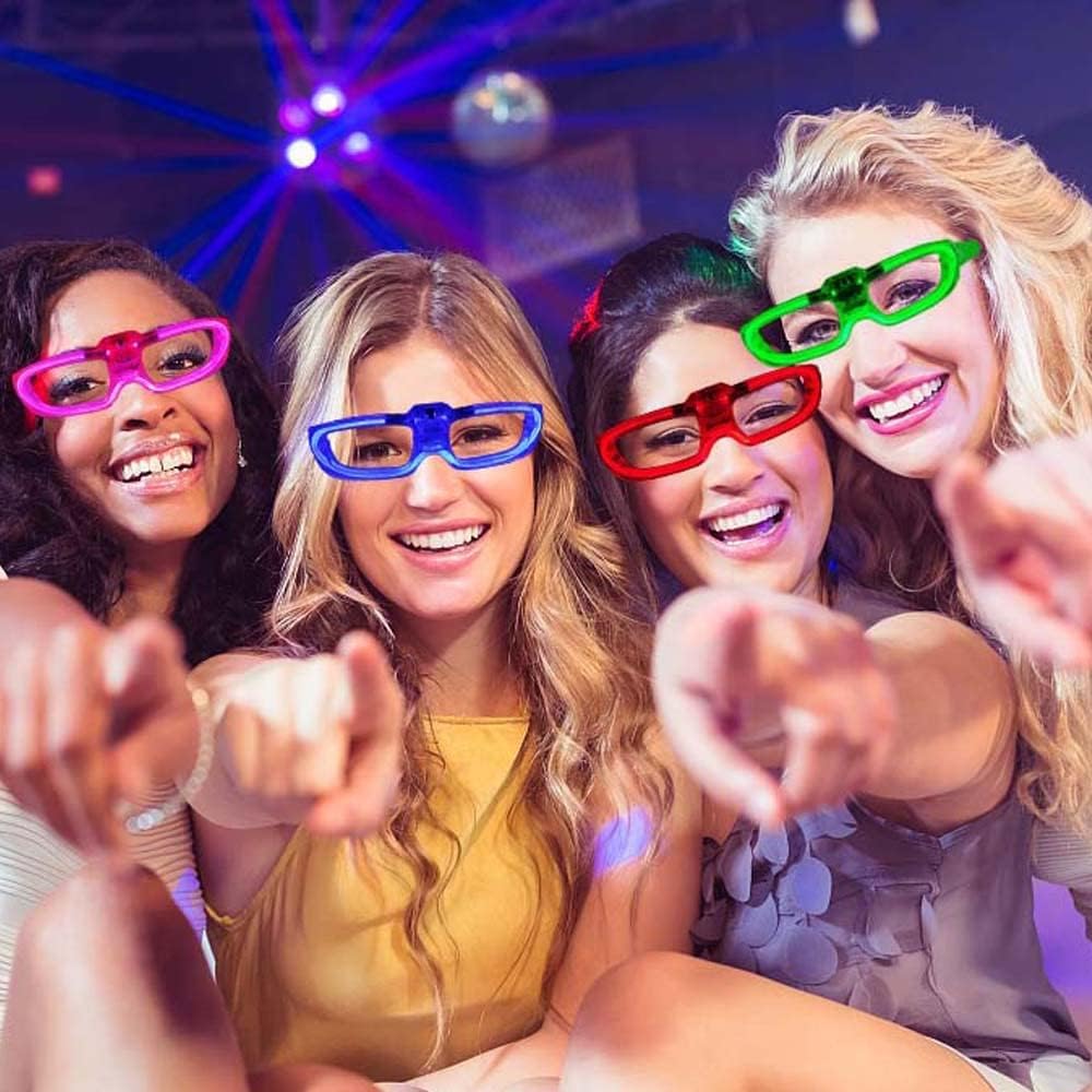25 Packs LED Glasses Mardi Gras Party Supplies ,5 Neon Colors,3 Light Modes Light up Glow Sticks