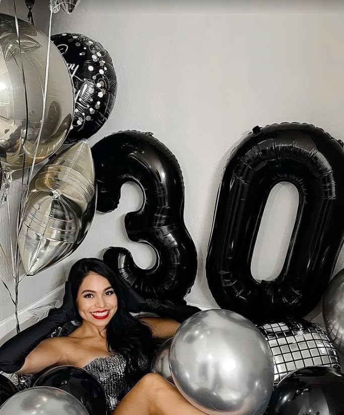 Black 40 Inch 0 Number Balloons, Balloon Decorations for 10 20 30 40 50 60 70 80 90 100 Birthday