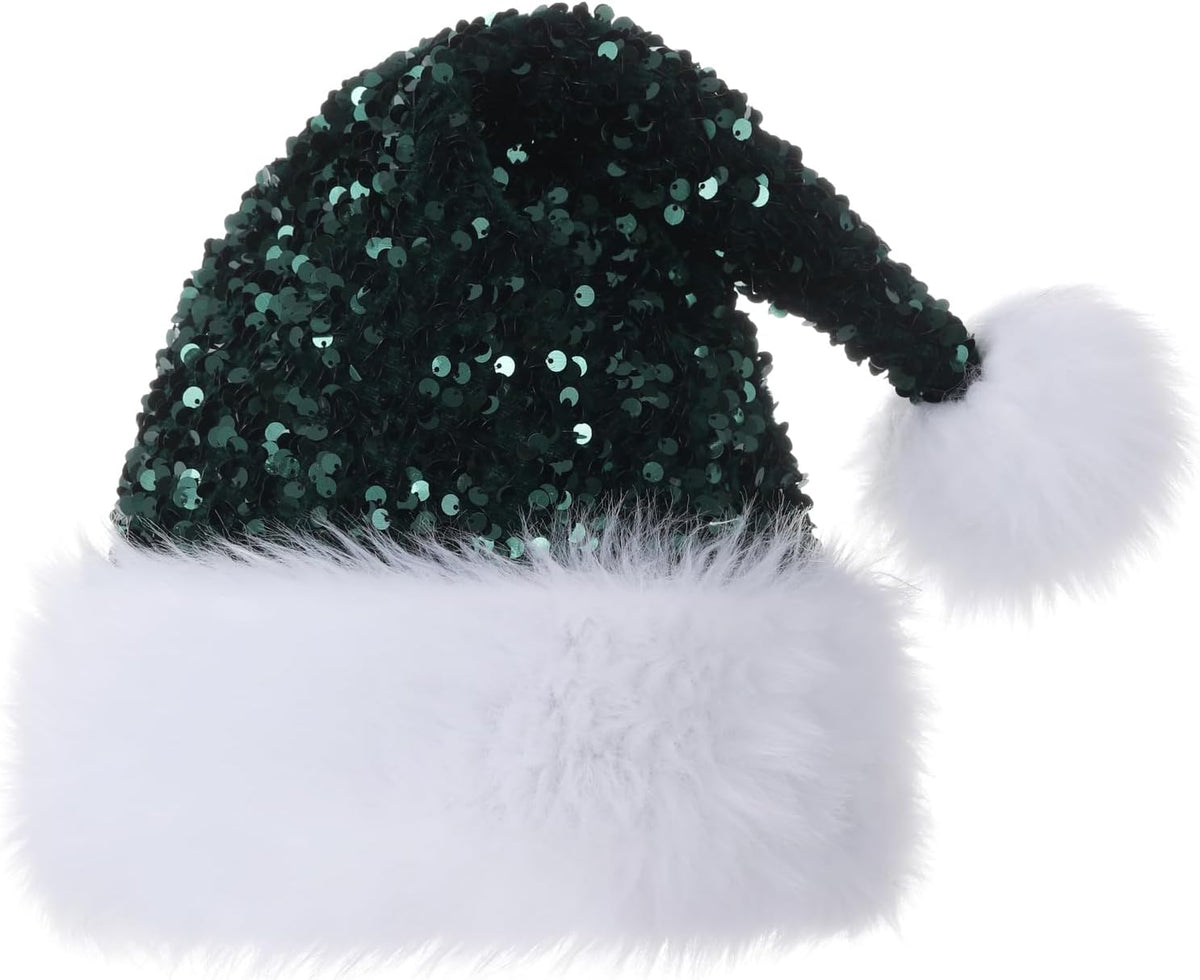 Personalized Sequin Santa Hat for Adults, Red Glitter Christmas Party Hat, Xmas Halloween New Year