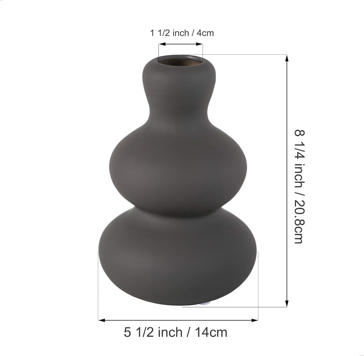 Ceramic Vase for Decor, Black Modern Vases for Home Decor Living Room, Home, Office