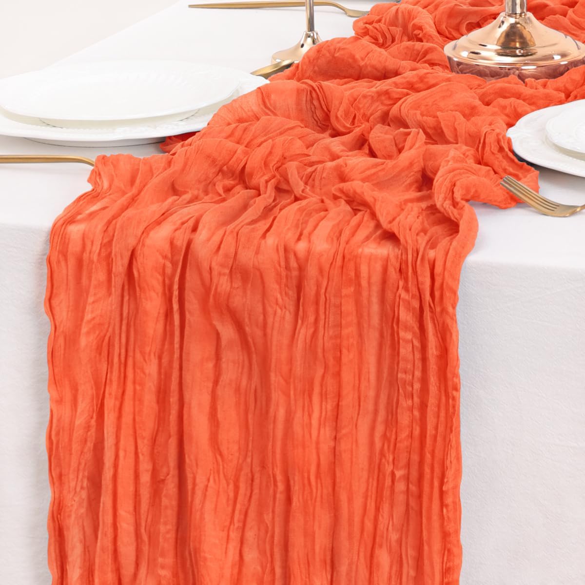 Orange Table Runner Cheesecloth Table Runner 10FT Farmhouse Table Runners 120 Inches Fall Table