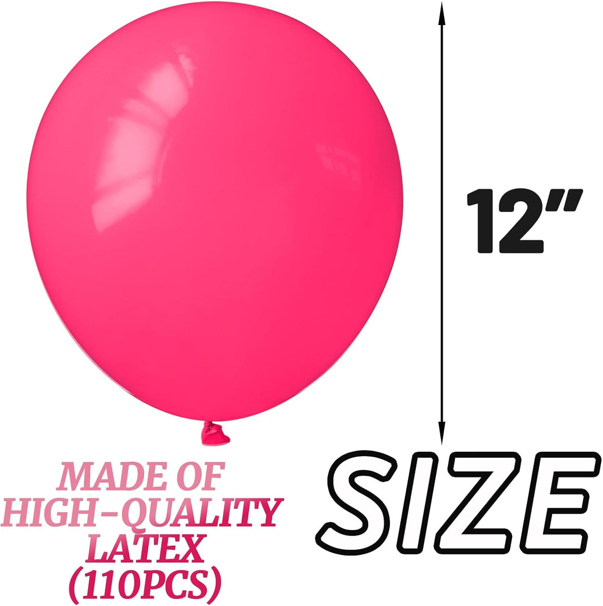 110pcs Hot Pink Balloon 12 inch, Hot Pink Latex Balloons for Birthday Party Baby Shower