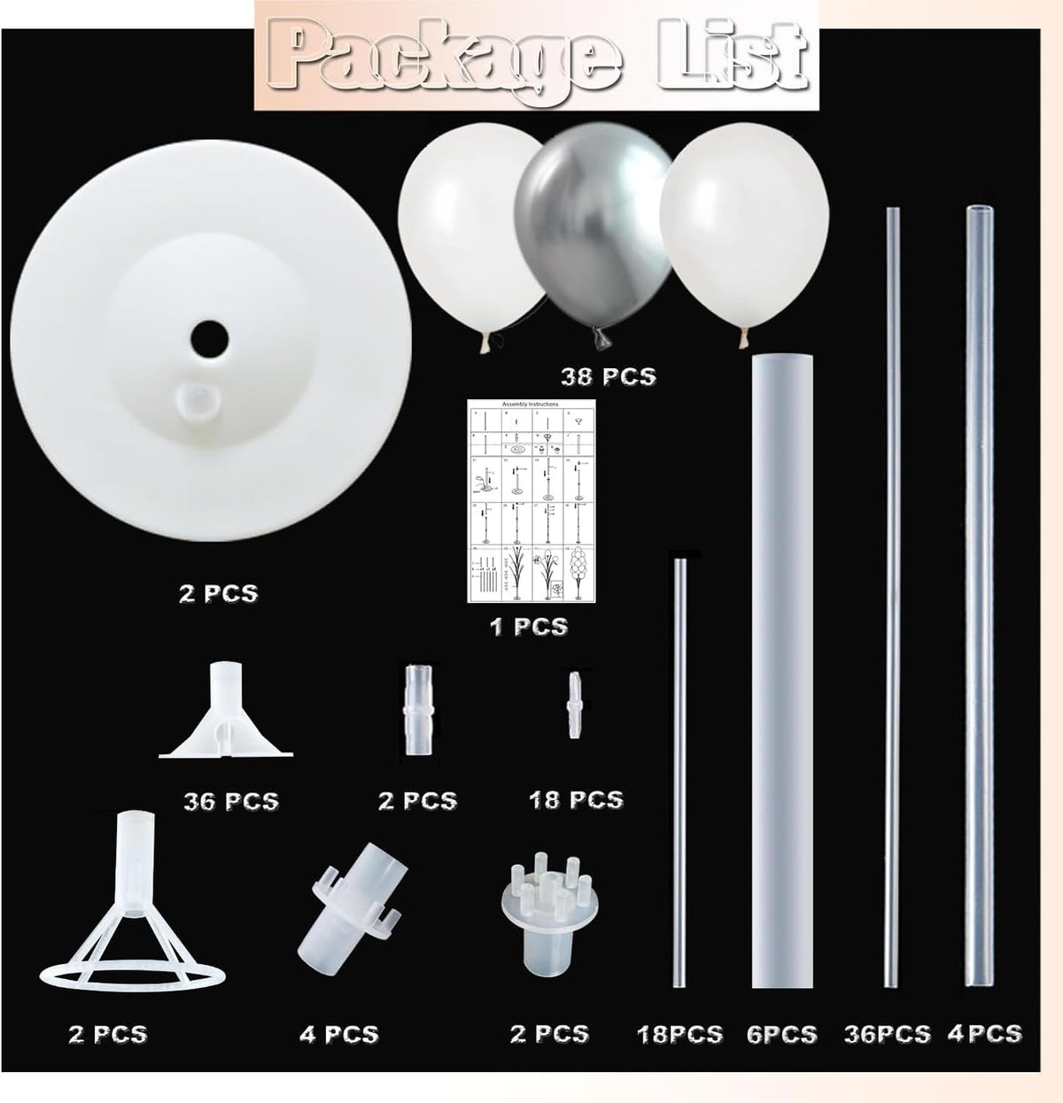 Balloon Column Kit Set of 2 With Balloons Included - with Base, and Pole,Balloon Tower Backdrop