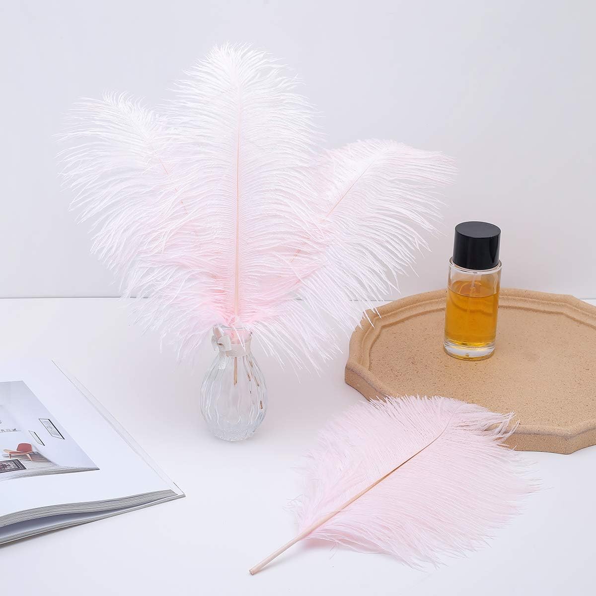 Ballinger Light Pink Ostrich Feathers - 24Pcs 12-14inch Large Feathers for Crafts,Party