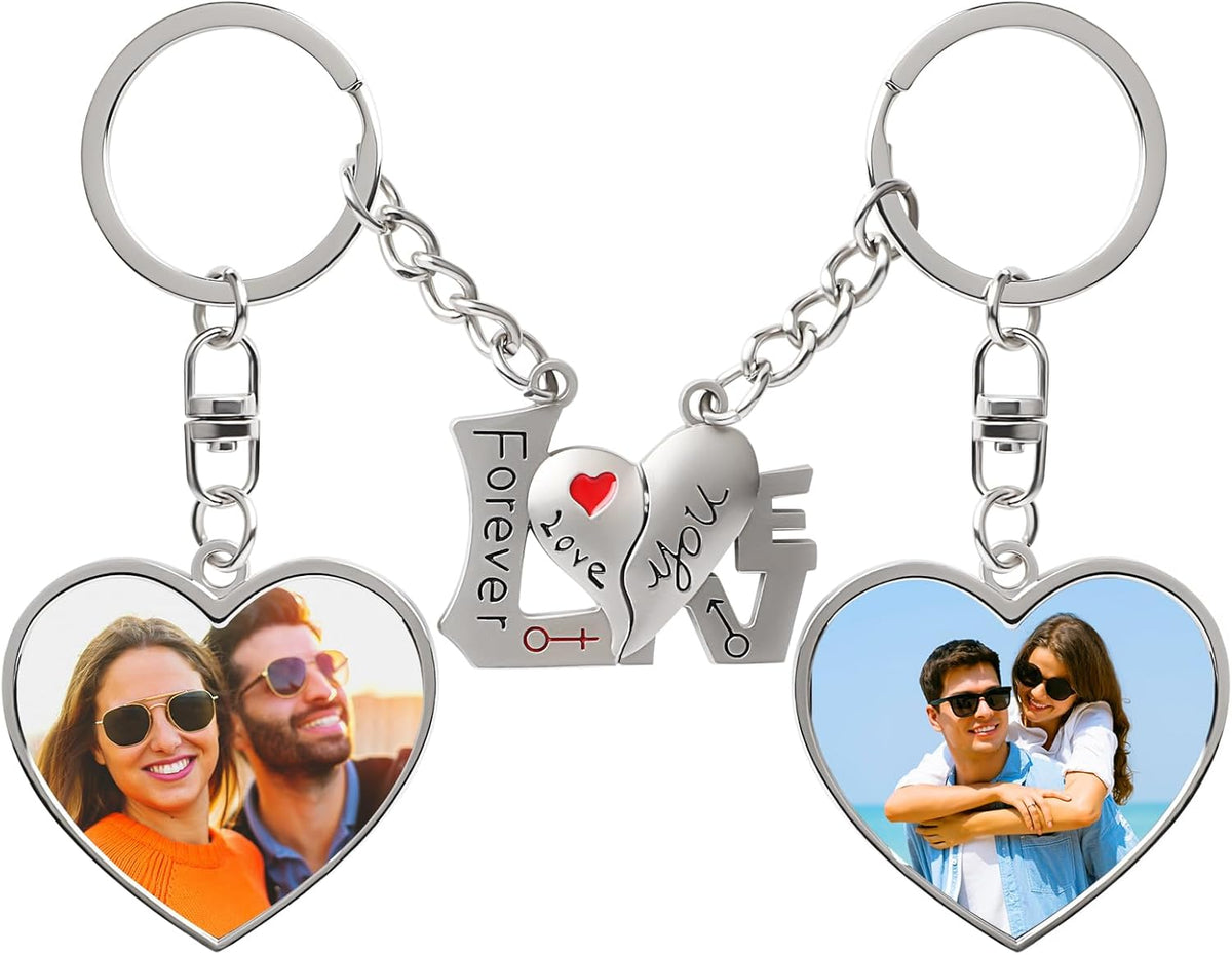 Double Side Custom Keychain with Picture Personalized Engraving Photo Text Customized Gifts for Men