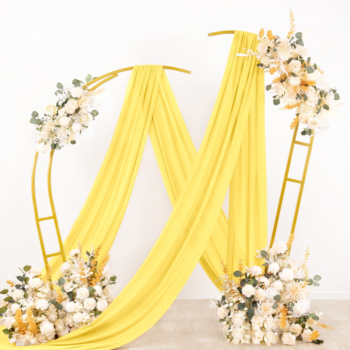 Socomi Wedding Arch Draping Fabric 3 Panels 29" x 19Ft Sheer Chiffon Curtain Drapes 6 Yards for