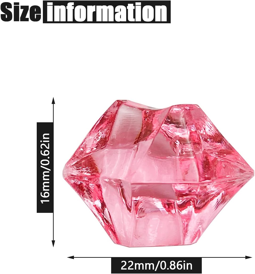 Fake Ice Rocks, 150 PCS Pink Acrylic Ice Rocks Pink Fake Crushed Ice Cubes,Vase Fillers for