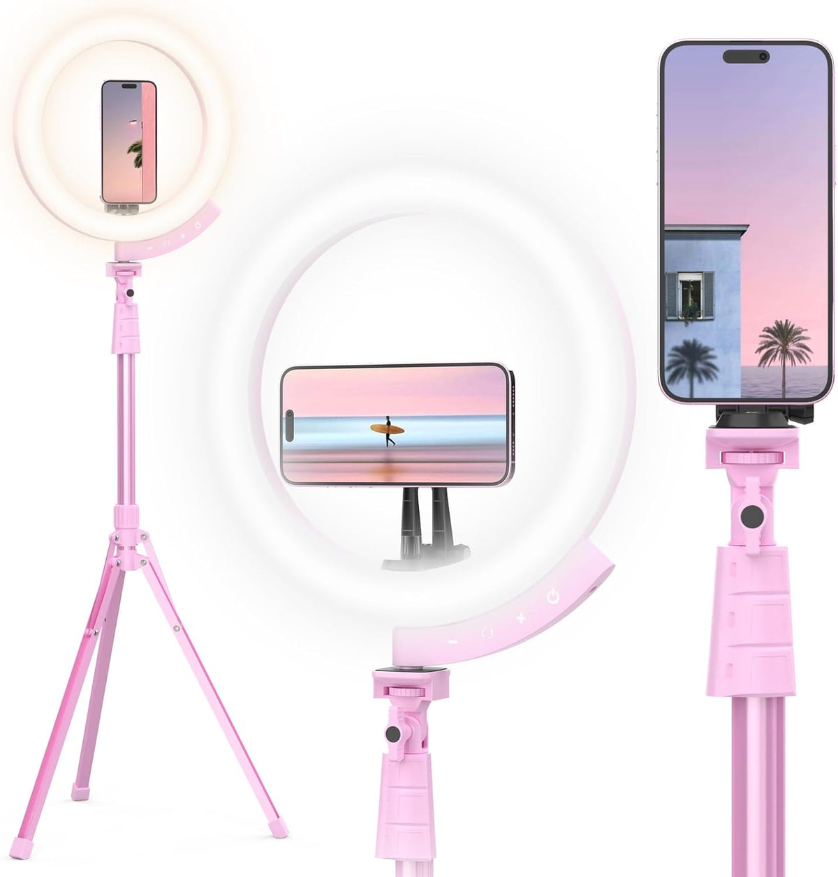 UBeesize Upgraded 12'' Ring Light with 62'' Tripod Stand and Magnetic Phone Holder,LED Selfie