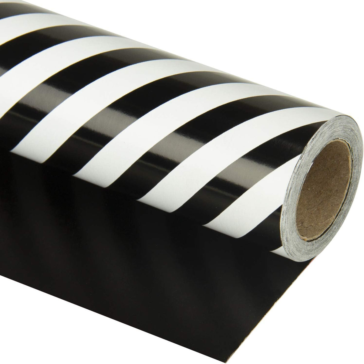 WRAPAHOLIC Reversible Wrapping Paper - Mini Roll - 17 Inch x 33 Feet - Black and Stripes Design for