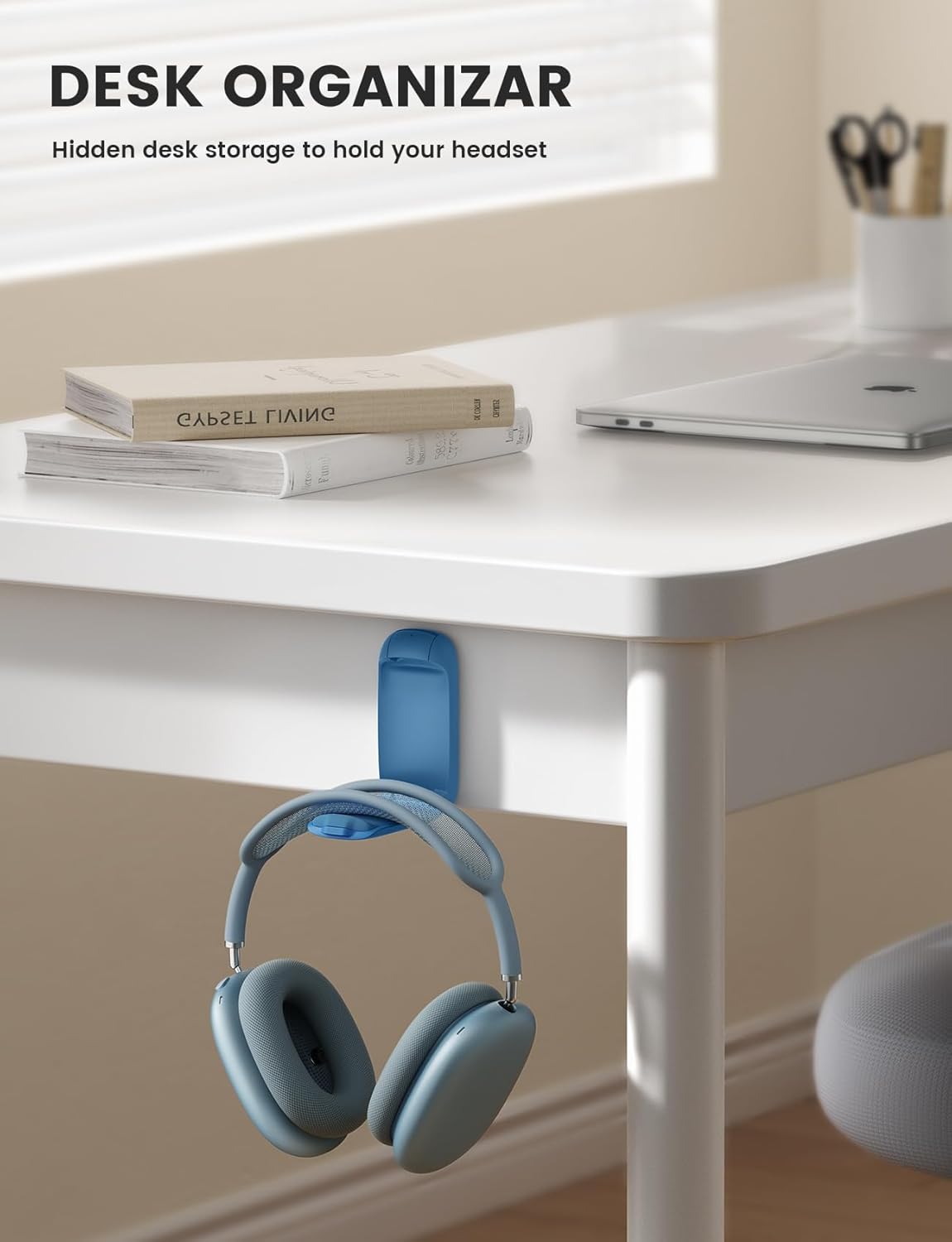 Lamicall Headphone Stand, Sticky Headset Holder - Foldable Headphone Holder Hook Mount, Adhesive