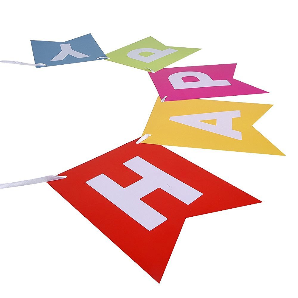 Fecedy Colorful Happy Birthday Banner Bunting Pre-Strung No DIY for Birthday Party Decorations