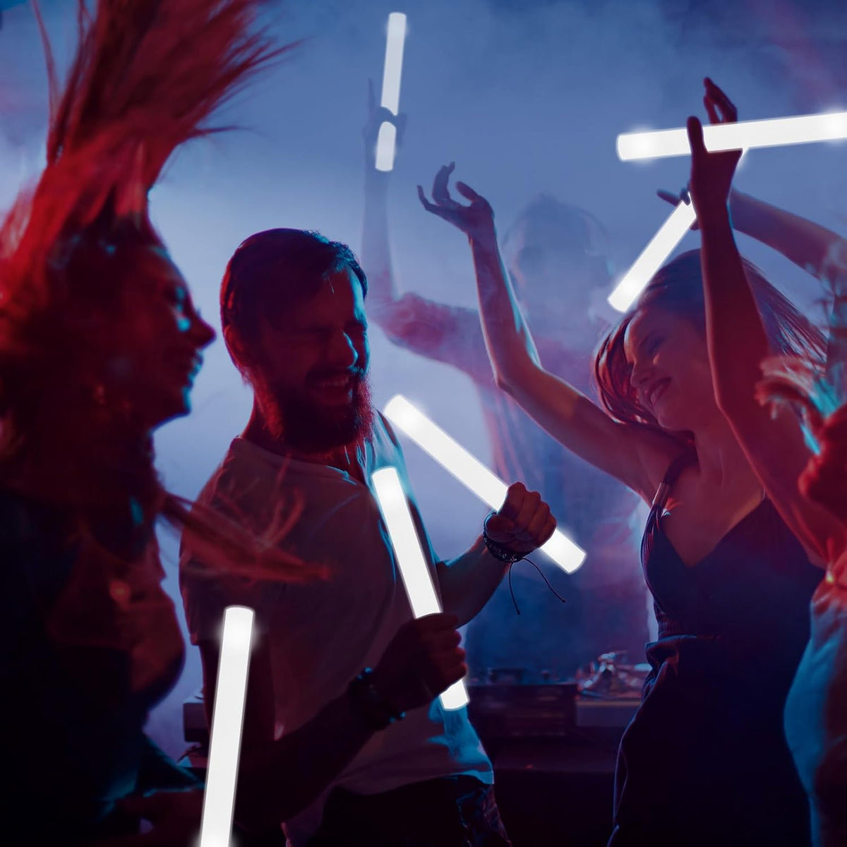 Glow Foam Sticks Bulk, 24 Pcs White Giant LED Light Up Sticks 3 Modes Flashing Glowing Baton Wands