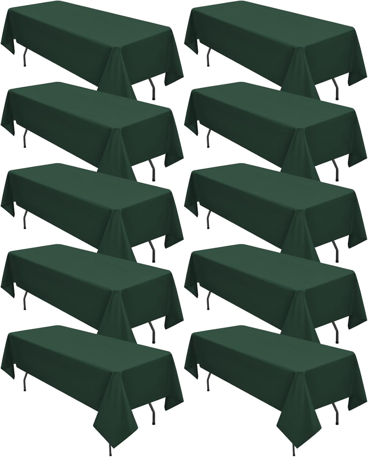 10 Pack Hunter Green Tablecloths for 6ft Rectangle Tables 60 x 102 Inch - Polyester Table Cover