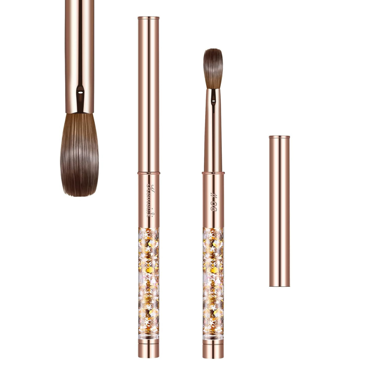 Acrylic Nail Brush Size 8,KEMEISI 100% Pure Kolinsky Nail Art Brushes Sturdy Handle Oval Shaped