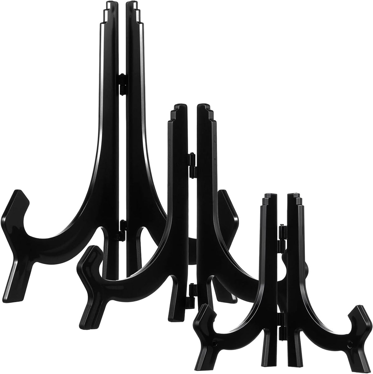 HESTYA 3 Pieces 4.5/7/9.8 Inch Black Acrylic Easels Display Stands Plate Stands Holders to Display