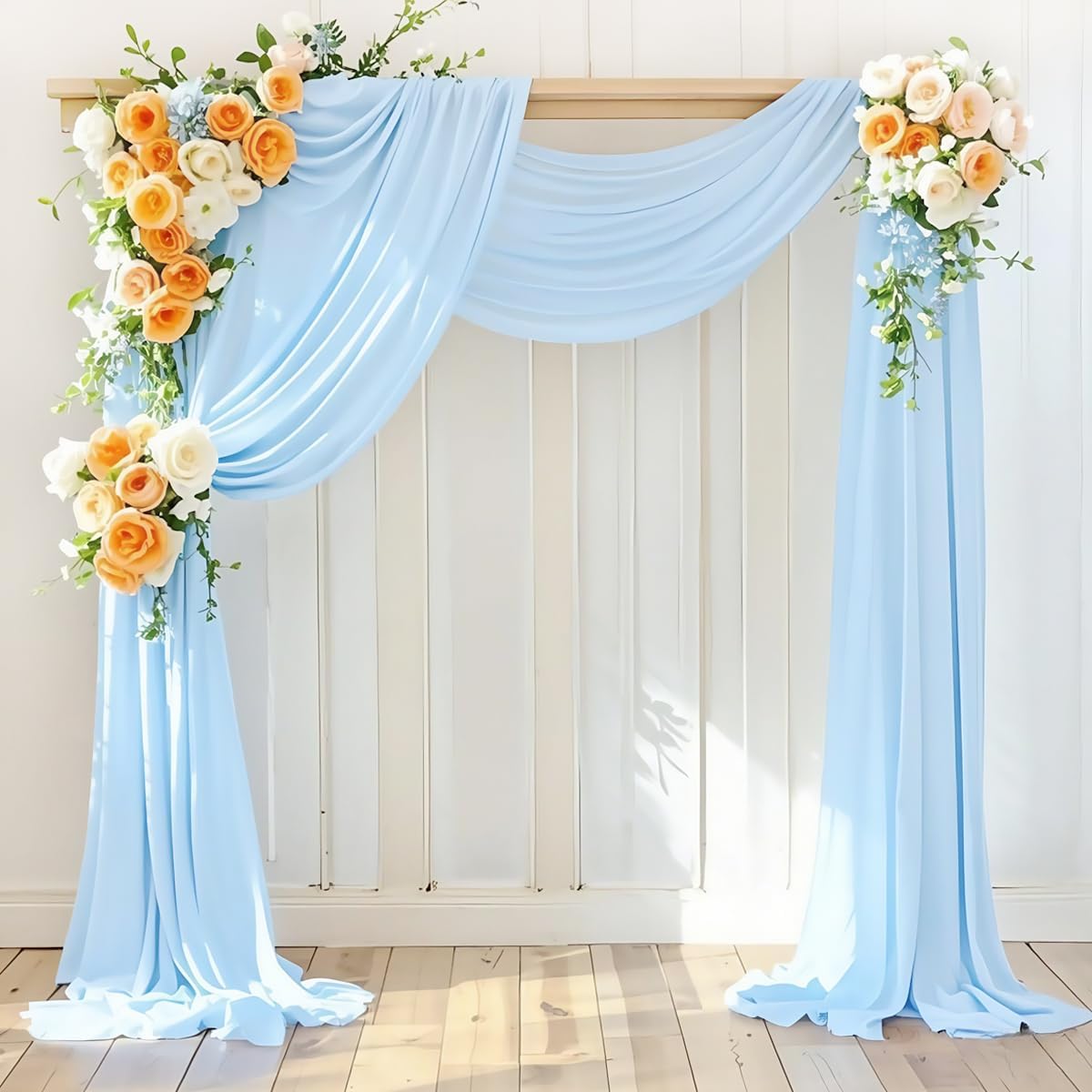 Wedding Arch Draping Fabric 1 Panel 30'' x 18FT Baby Blue Sheer Chiffon Arch Drapery for Photo