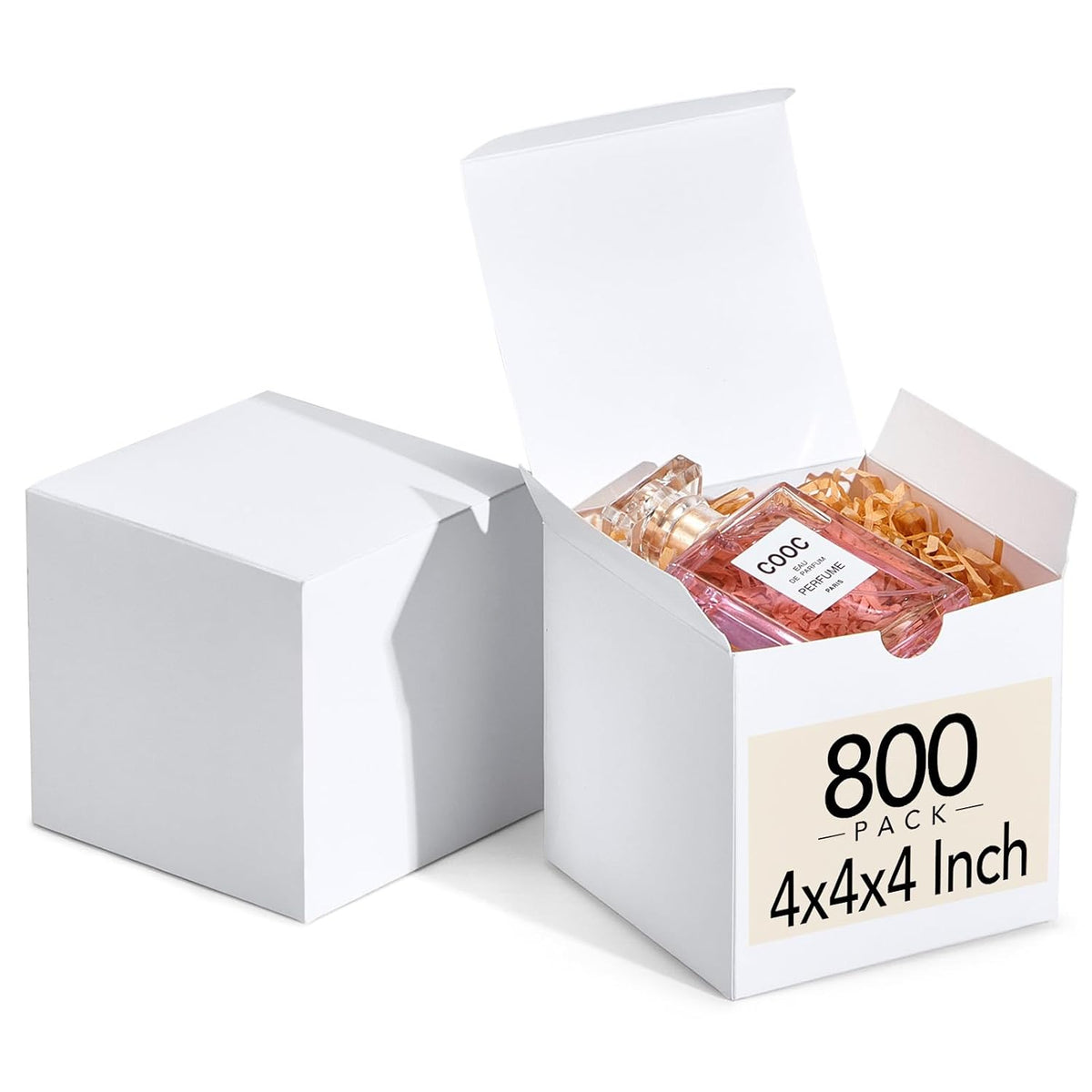 MESHA Gift Boxes 4x4x4'' 800 Pack White, Small Cardboard Gift Box with Lids Bridesmaid Proposal