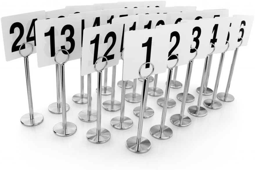 New Star Foodservice 27679 Ring Clip Table Number Card Holders, w/Number Cards, 1 to 24, Set of 24