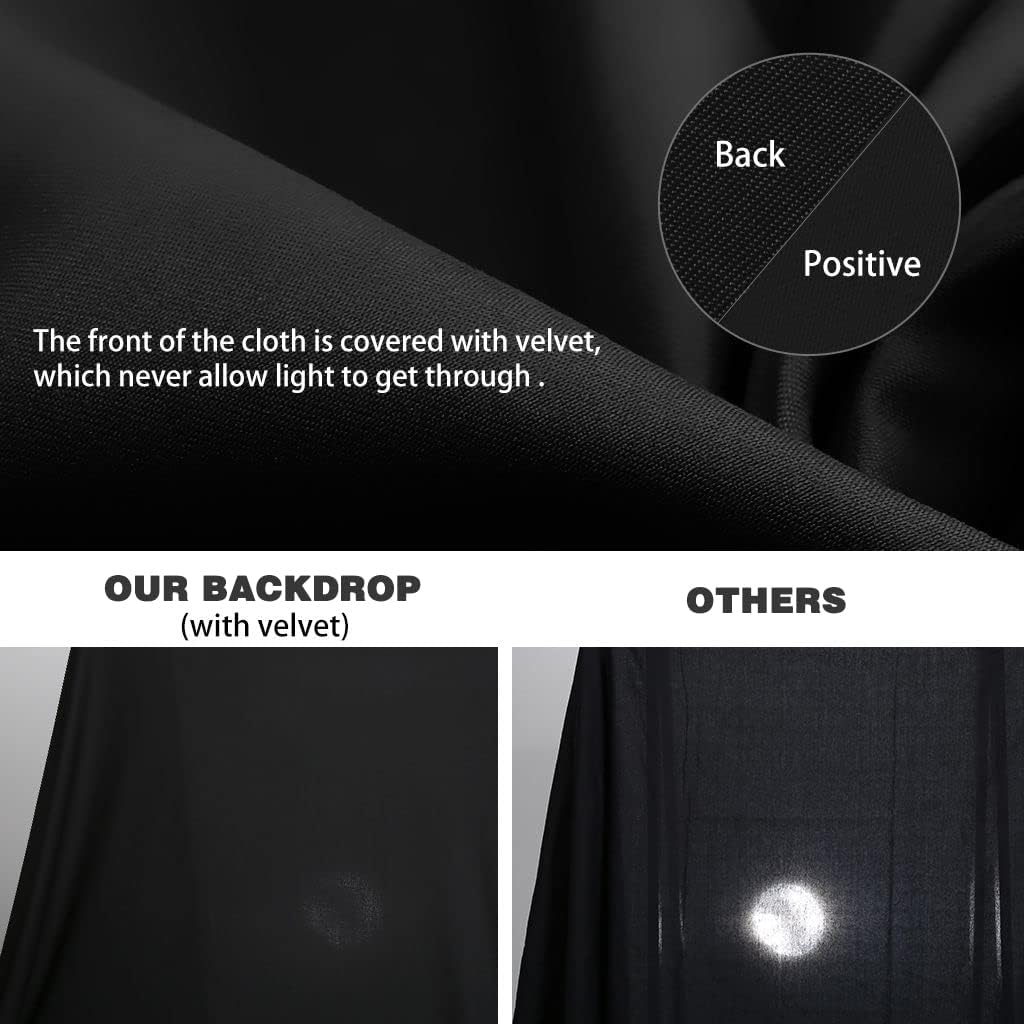 10X12ft Black Backdrop, LCUIRC Photo Backdrop Curtain Polyester Background for Portraits Pet