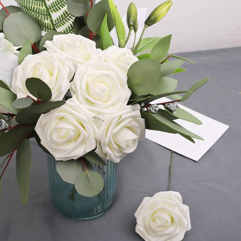 N&T NIETING Artificial Flowers, 25Pcs Fake Flowers Roses Perfect for DIY Wedding Bouquets