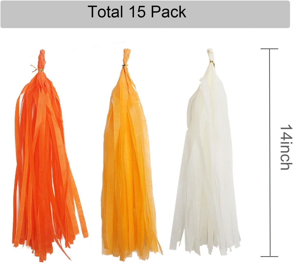 GAKA Orange and White Tissue Paper Tassel(3 Colors),Paper Tassel Garland Banner for Wedding