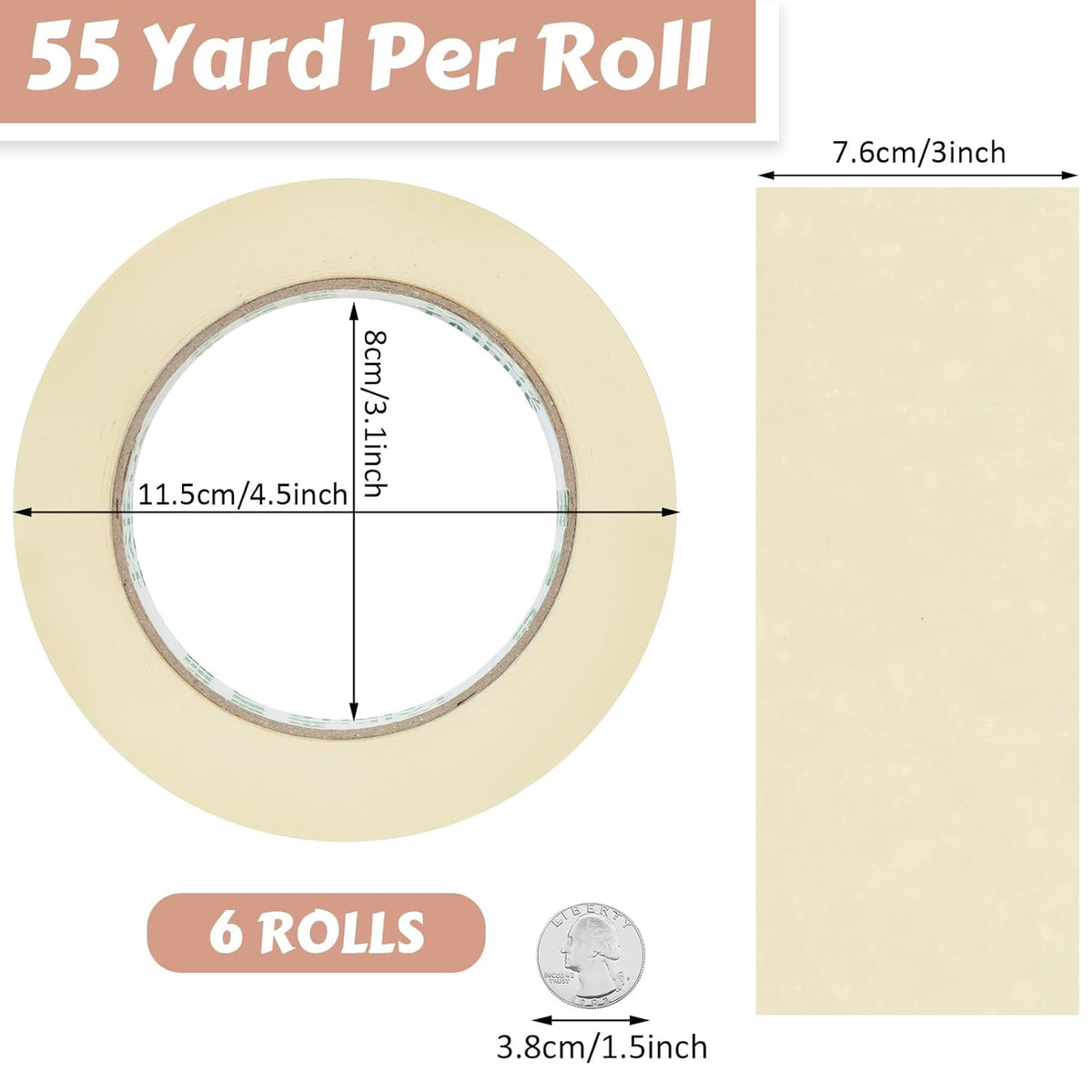 Masking Tape Bulk General Purpose Masking Painting Tape 55 Yards for Painting Home Office School
