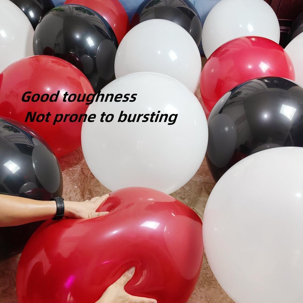 90 Pack 18 inch Red Black White Balloons 30 of each of the 3 colors Red White Black Latex Party big