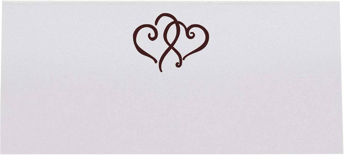Linked Hearts Place Cards, Chocolate (Choose Color), Set of 60, Pre-cut and Scored - Wedding