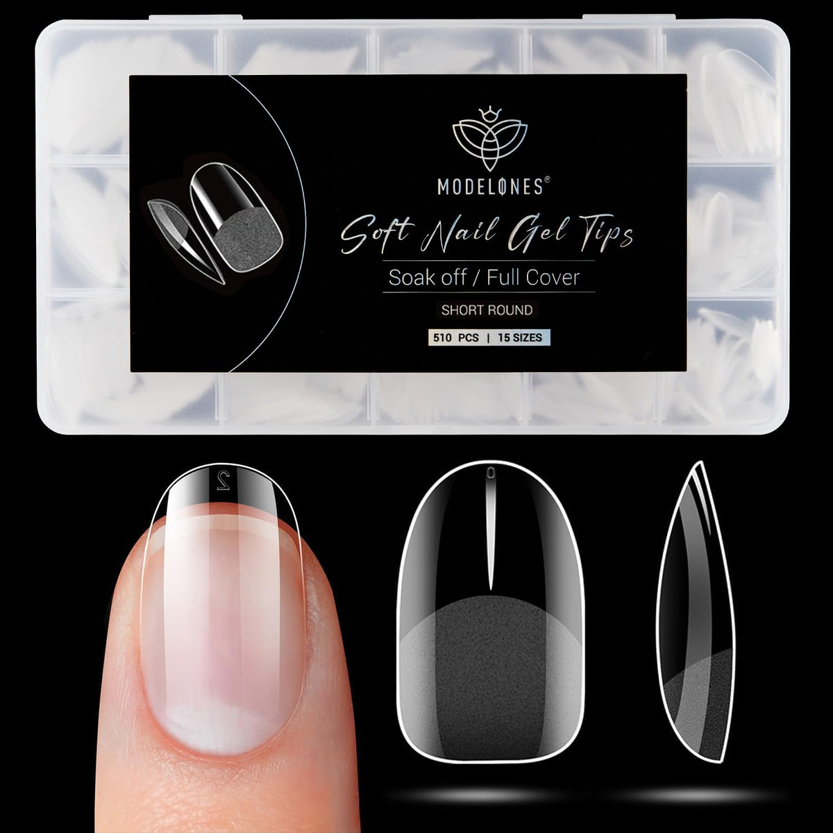 Modelones Extra Short Oval Round Nail Tips - 510Pcs Soft Fake Nails Tips Gel Pre-shaped Half Matte
