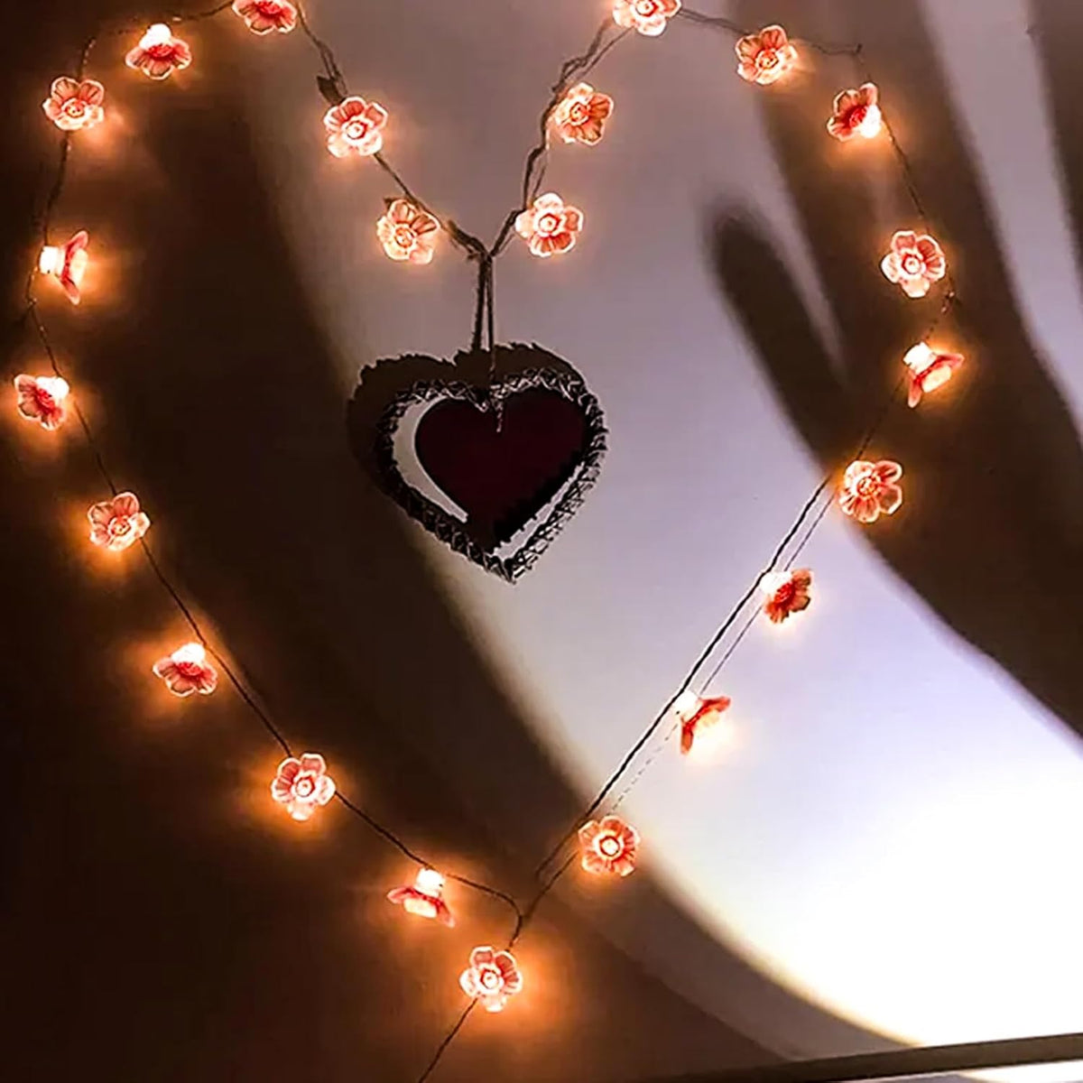 Pink Fairy Cherry Blossom Flower String Lights for Bedroom, USB Plug in and Battery Operated 13ft
