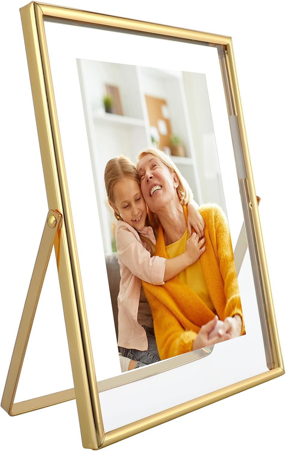 Gold Floating Frame, 5"x7", Vertical, For Picture 4x6, 3.5x5, 2x3 with Floating Effect, Small