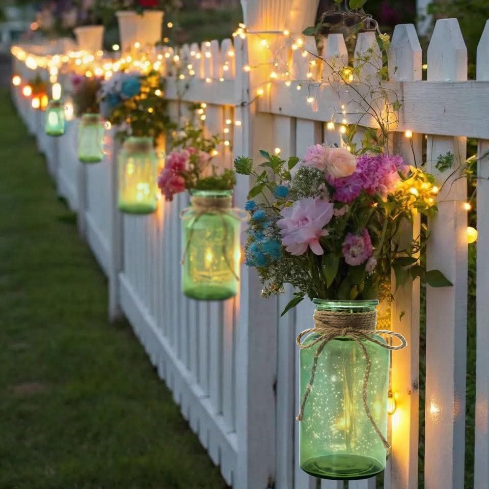 Vintage Glass Flower Vase，6 Pack Green Farmhouse Glass Centerpiece Vases Mason Jars for Weddings
