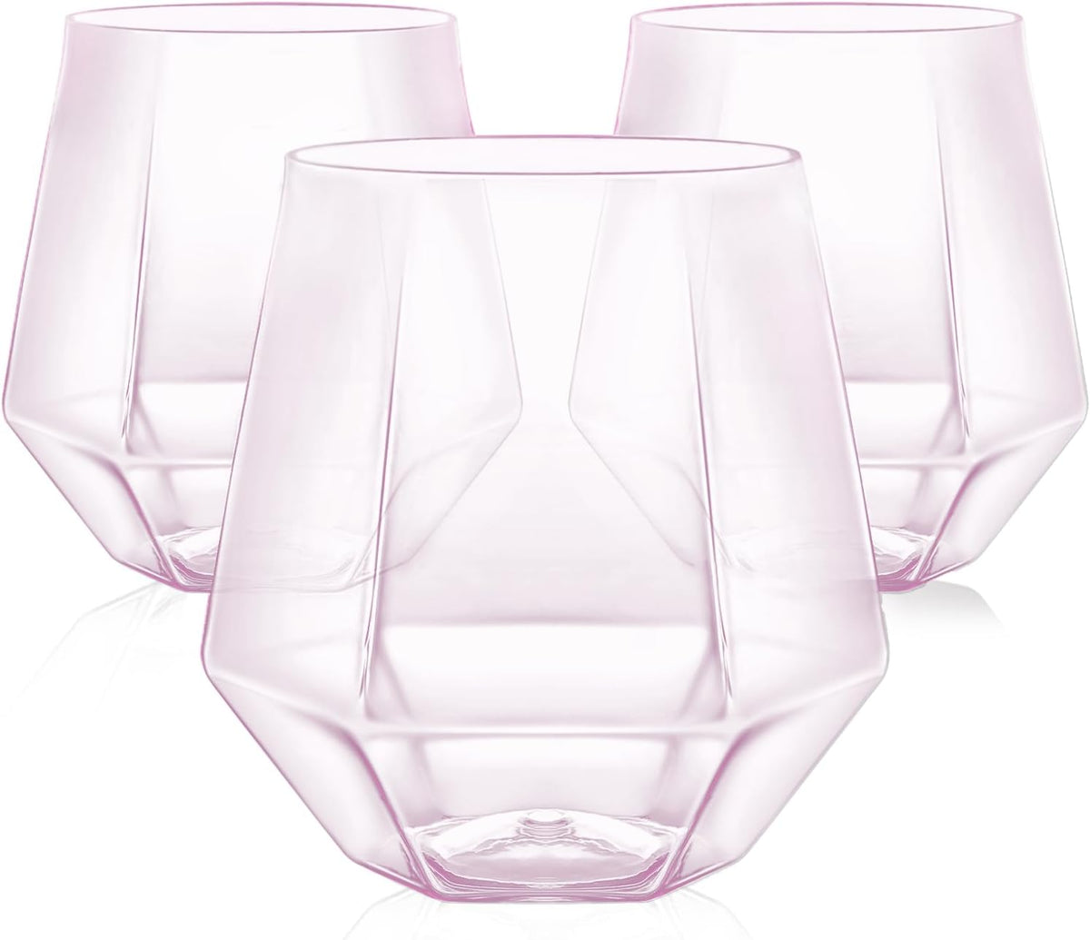 40 Pcak Plastic Stemless Wine cocktail Whiskey Champagne Glasses, 12 Oz Disposable Unbreakable Cups