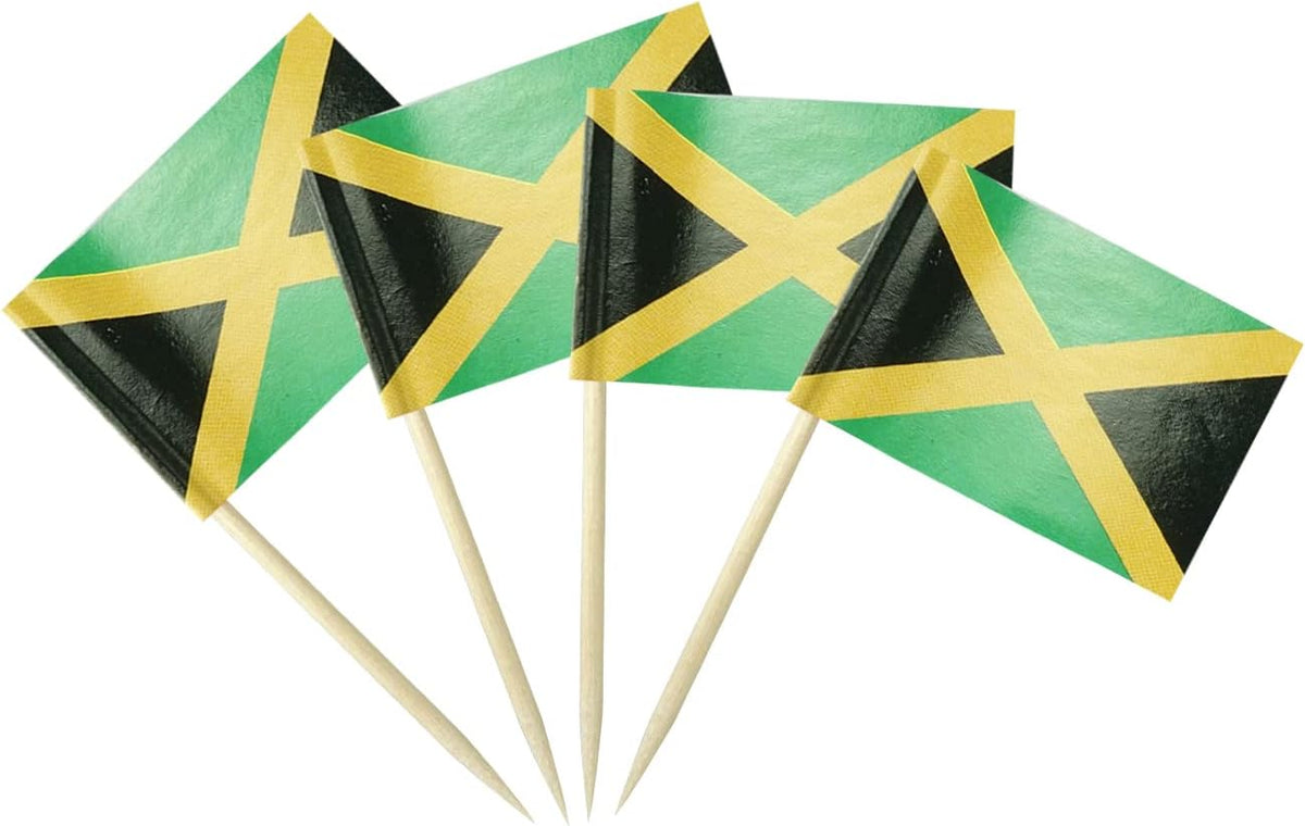 Jamaica Flag Jamaican Flag, Small Mini Jamaica Toothpick Flags for Food, Cupcakes, Cocktails
