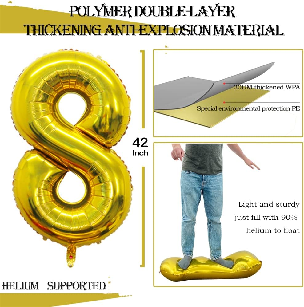GOER Number 80 Balloons for 80th Birthday Party Decorations,42 Inch Jumbo Foil Helium Balloons for