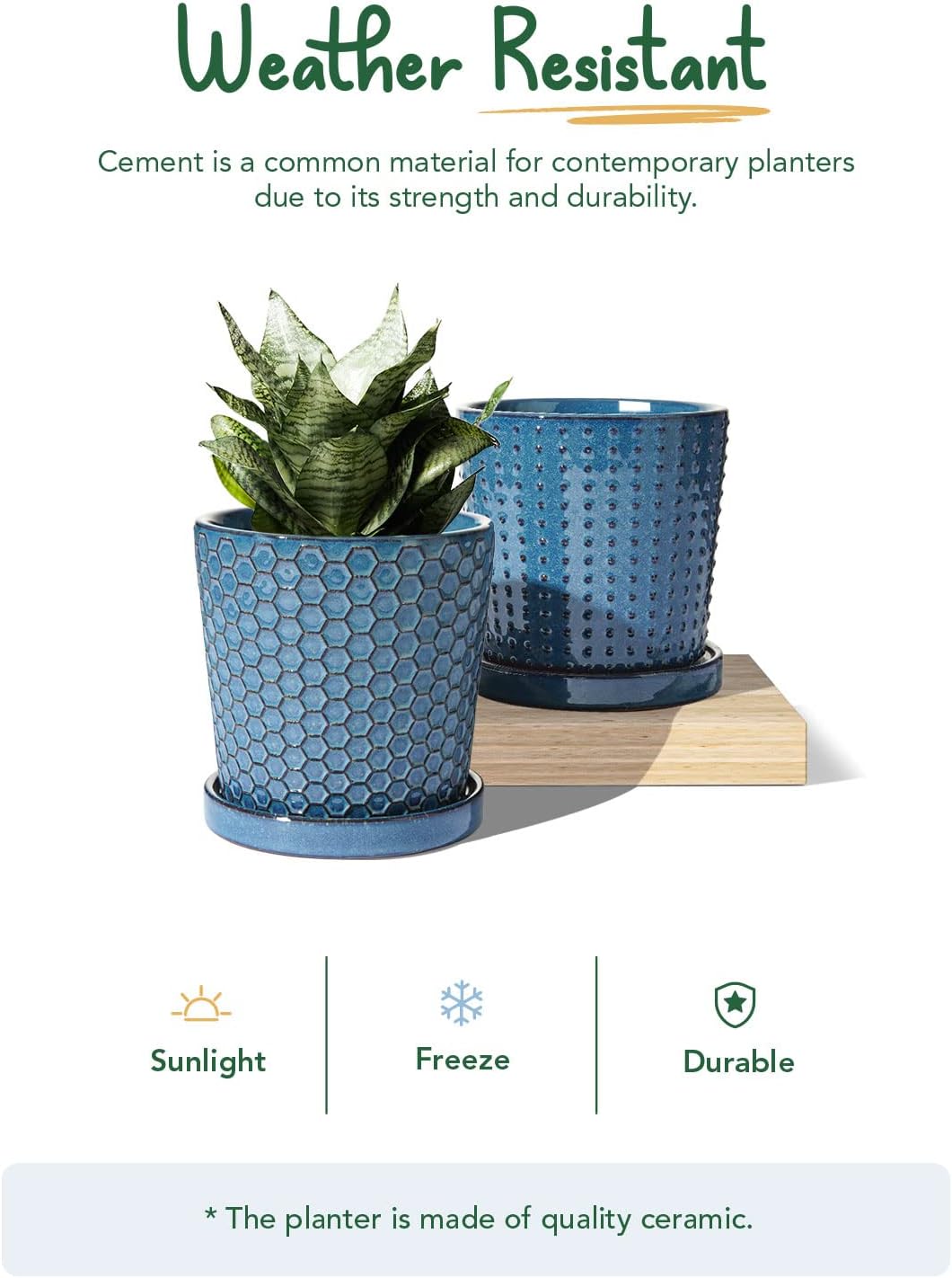 LE TAUCI Ceramic Pots for Plants, 5.5 Inch Plant Pots with Drainage and Saucer, Indoor Plant Pots