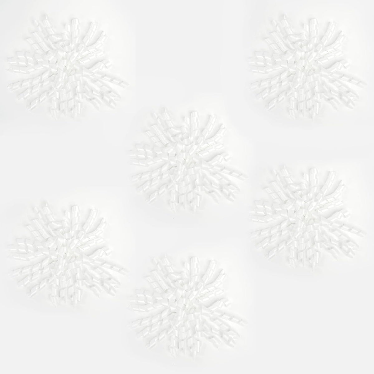 6 Inch White Curly Bows for Gift Wrapping Set of 6, Self Adhesive Bows White Gift Bows for