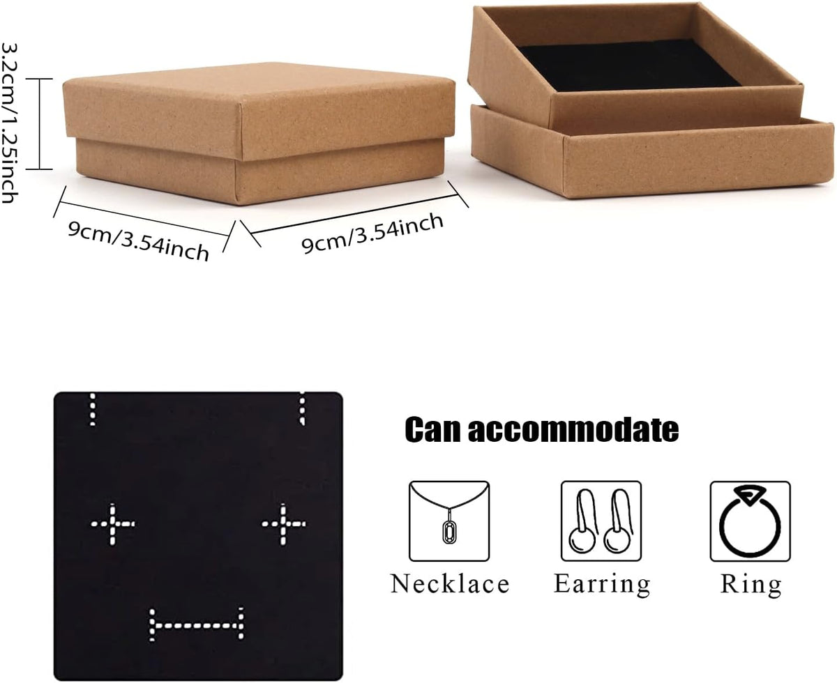 Gift Box Necklace Earring Ring Box Gift Box,12 Pieces Square Cardboard Jewelry Gift Boxes,Cotton