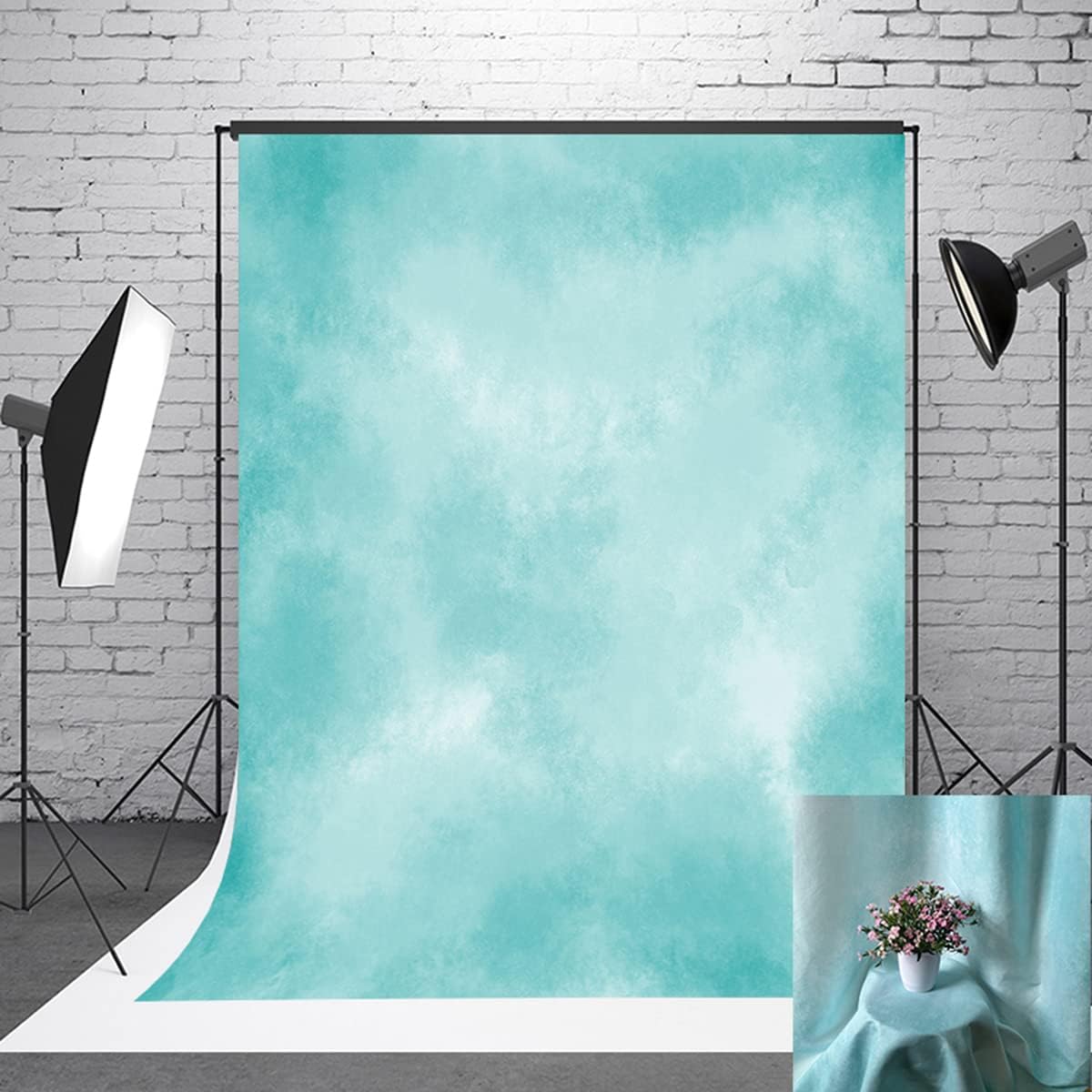 5x7ft Aqua Abstract Solid Photography Backdrops Gradient Portrait Photo Booth Background for