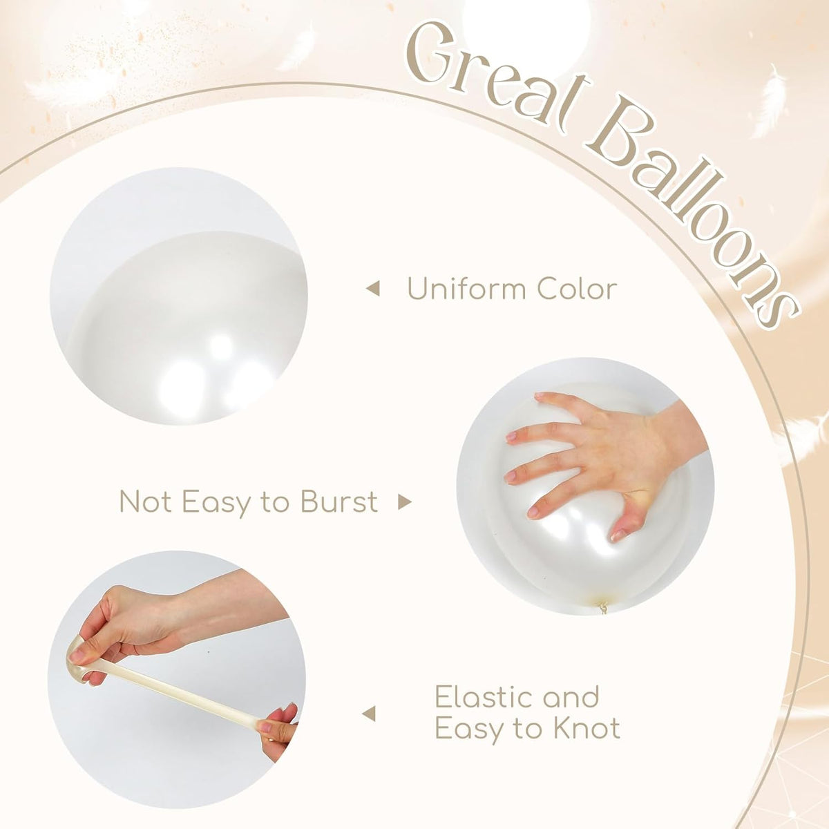 60pcs Double Stuffed Pearl Balloons 12inch, Pearl White Balloons, White Latex Balloon for Wedding